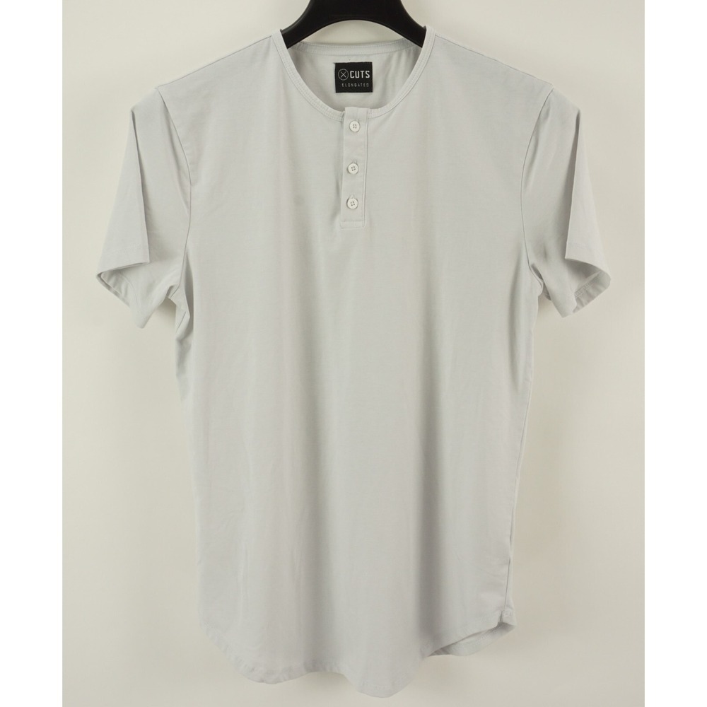 CUTS Pyca Pro Elongated Henley Men's Large Slim Short Sleeve Off-White T-Shirt